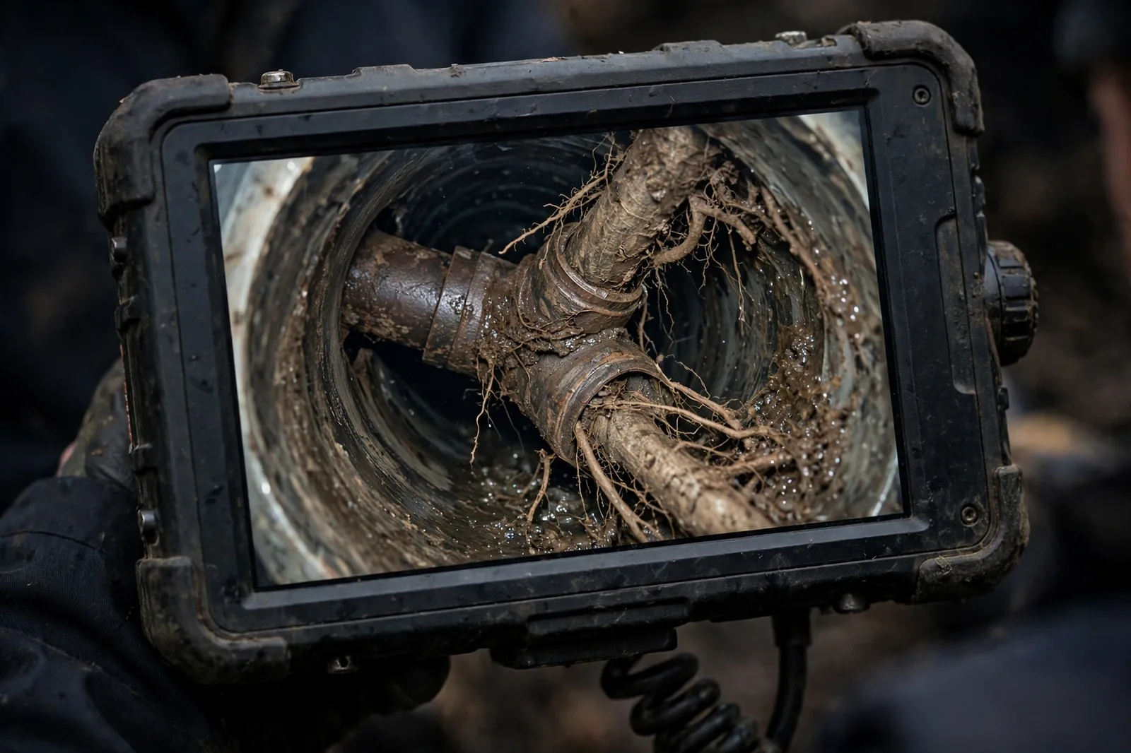 Monitor close view of a root-filled joint recorded during the survey